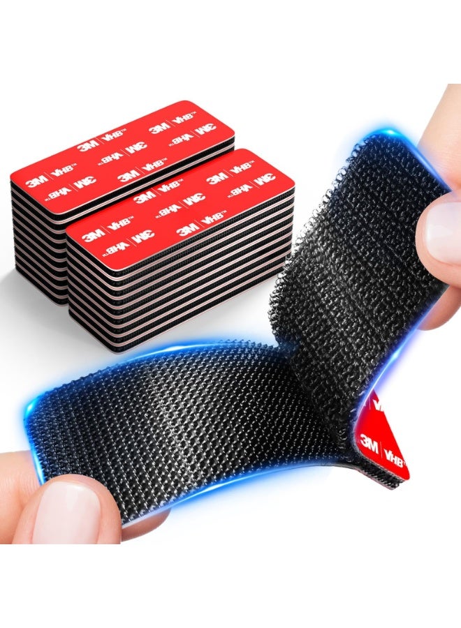 ثري ام شرائط فيلكرو لاصقة، شرائط بخطاف وحلقة شديدة التحمل، مصنوعة من مادة 3M، مقاومة للحرارة والماء، للاستخدام الداخلي والخارجي، 12 مجموعة (أسود، 1.2 × 3.2 بو - Image 1